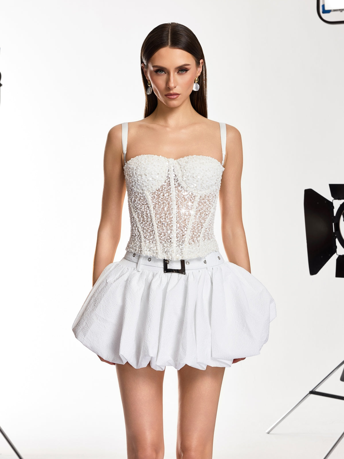 Tavro Corset Sequin Top