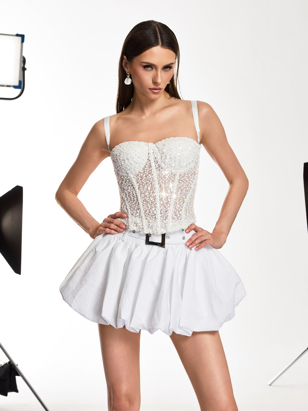 Tavro Corset Sequin Top