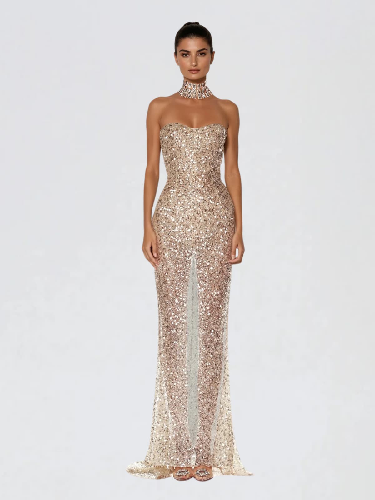 Telnar Strapless Sequin Maxi Dress