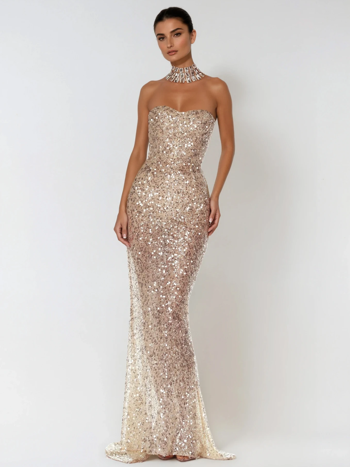 Telnar Strapless Sequin Maxi Dress