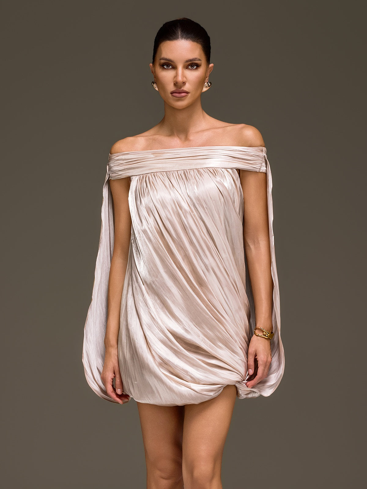 Teryx Off Shoulder Ruched Mini Dress