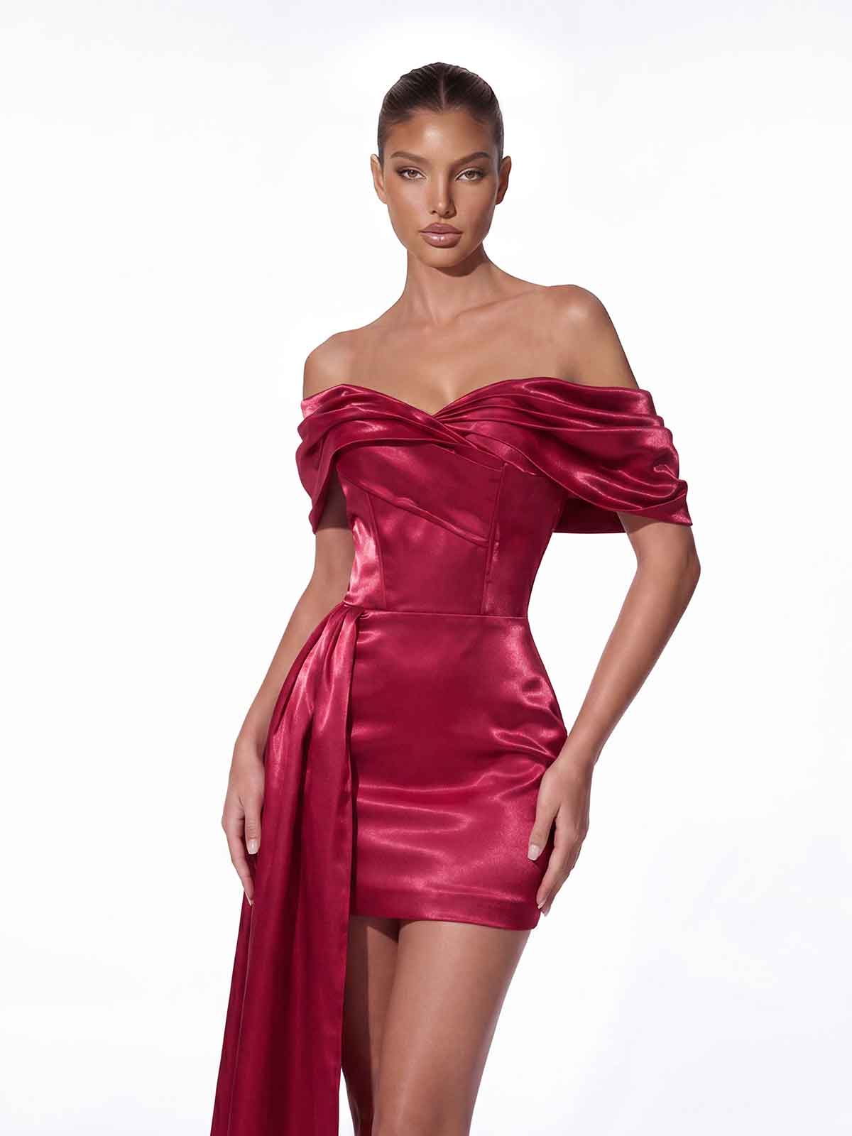 Torex Liquid Aqua Satin Mini Dress