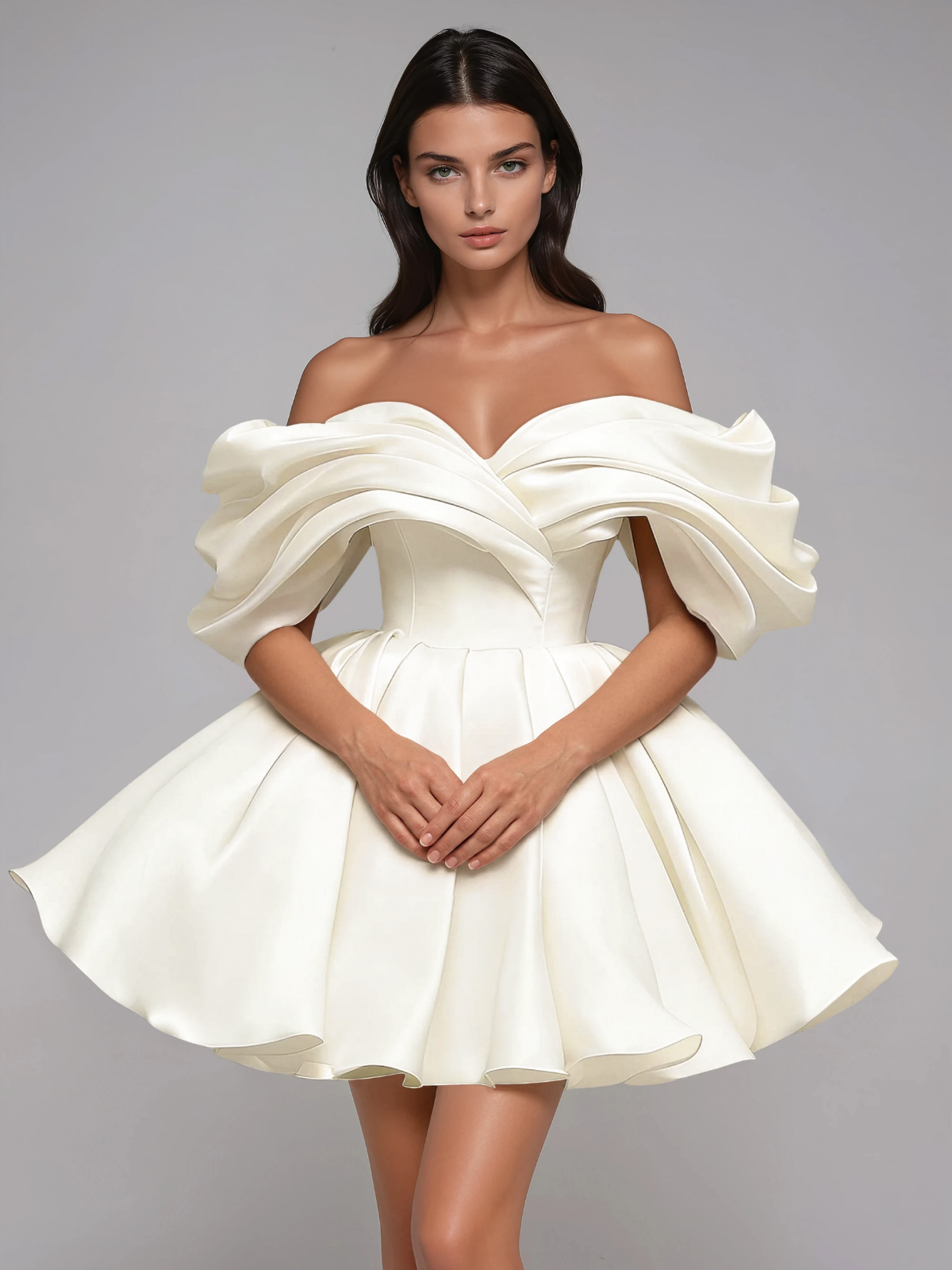 Torex Off Shoulder Ruched Flared Mini Dress