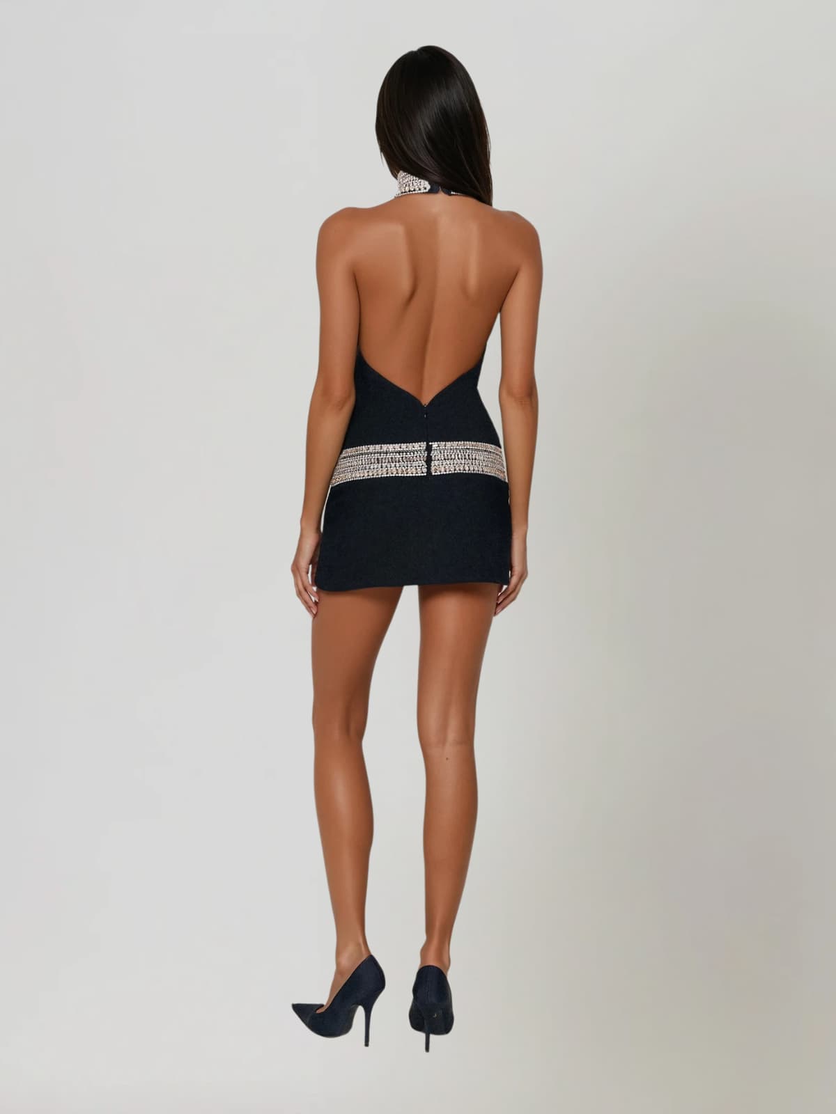 Torlen Backless Diamond Mini Dress