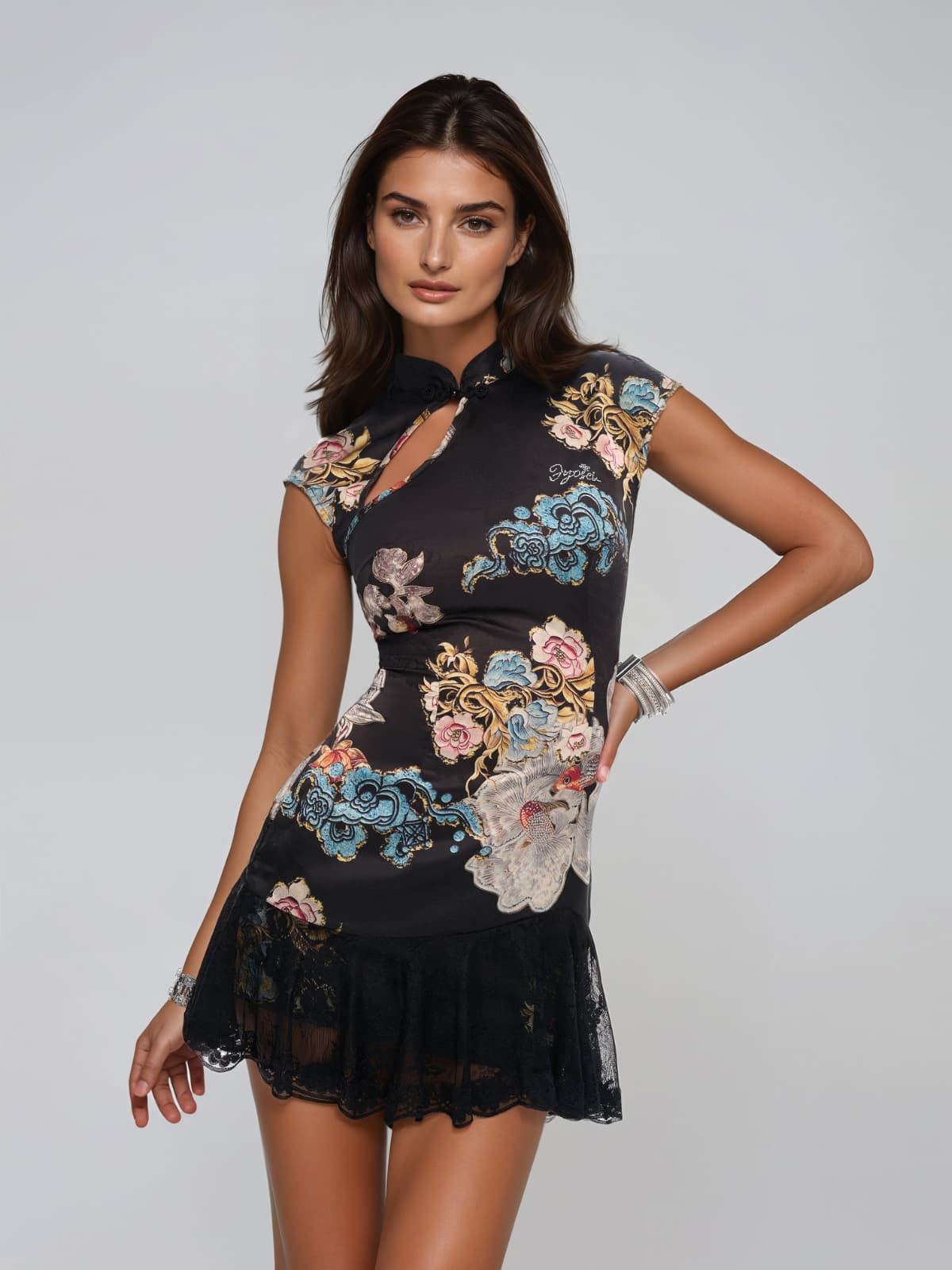 Tyveris Floral Lace Mini Dress