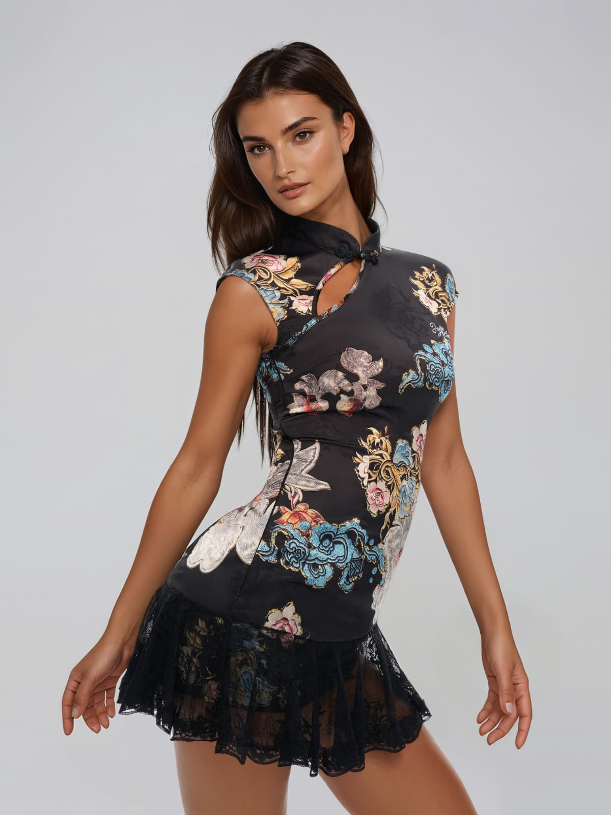Tyveris Floral Lace Mini Dress