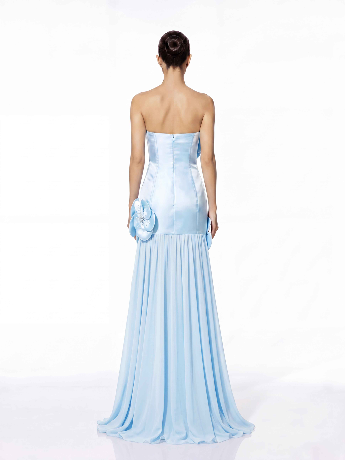Ultharic Strapless Flower Rhinestone Maxi Dress