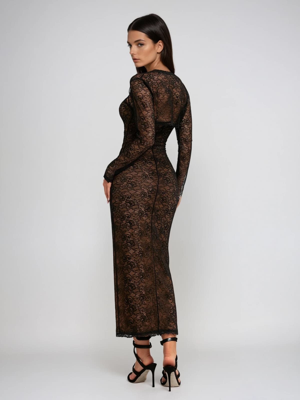 Ulthris Shawl Strapless Lace Maxi Dress