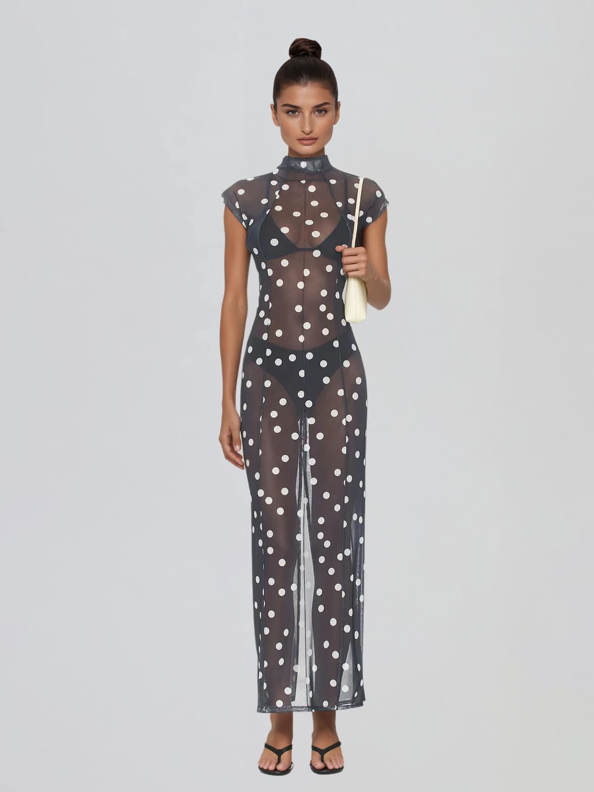 Uraelyth Sleeveless Dot Maxi Dress
