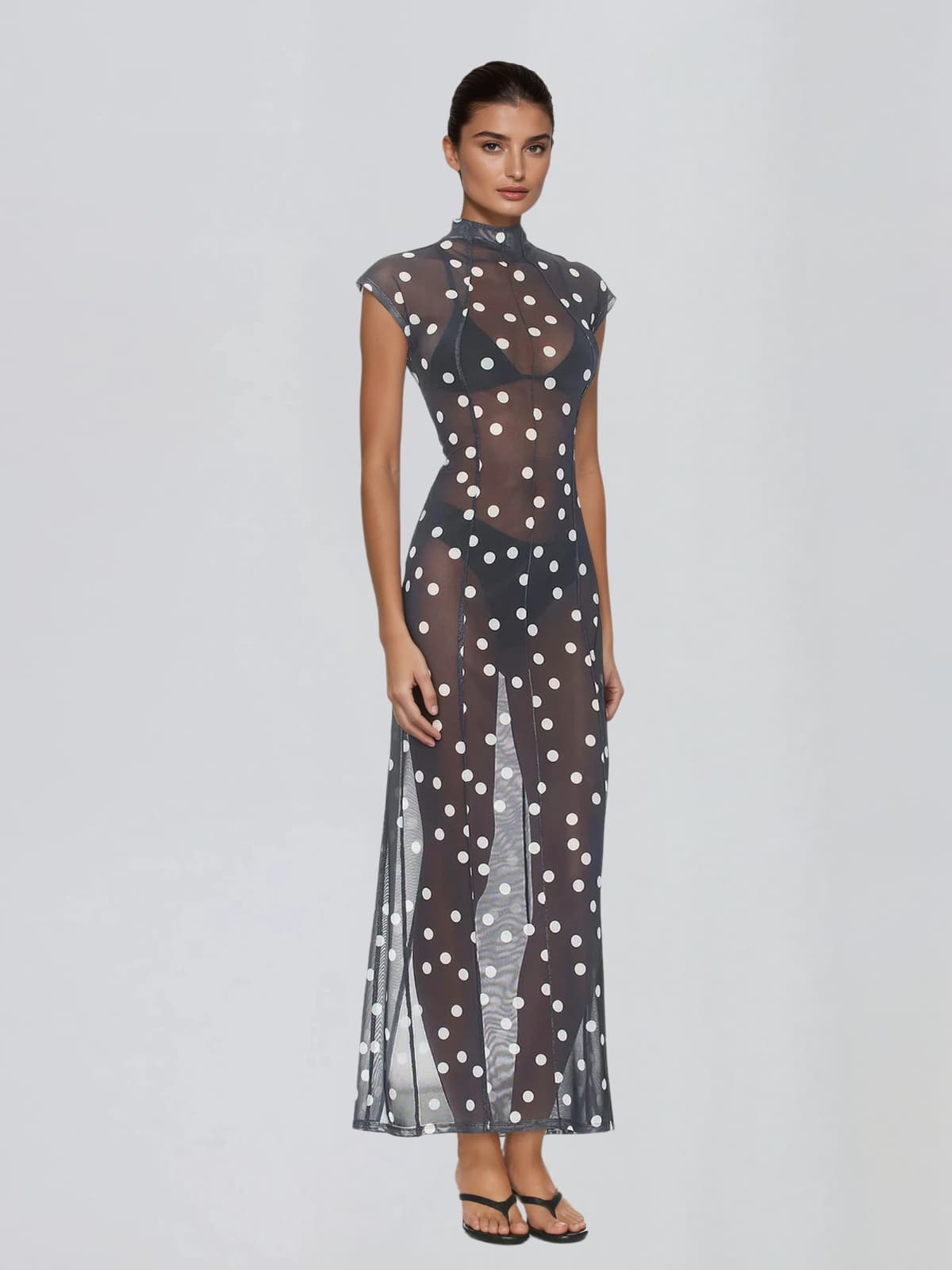 Uraelyth Sleeveless Dot Maxi Dress
