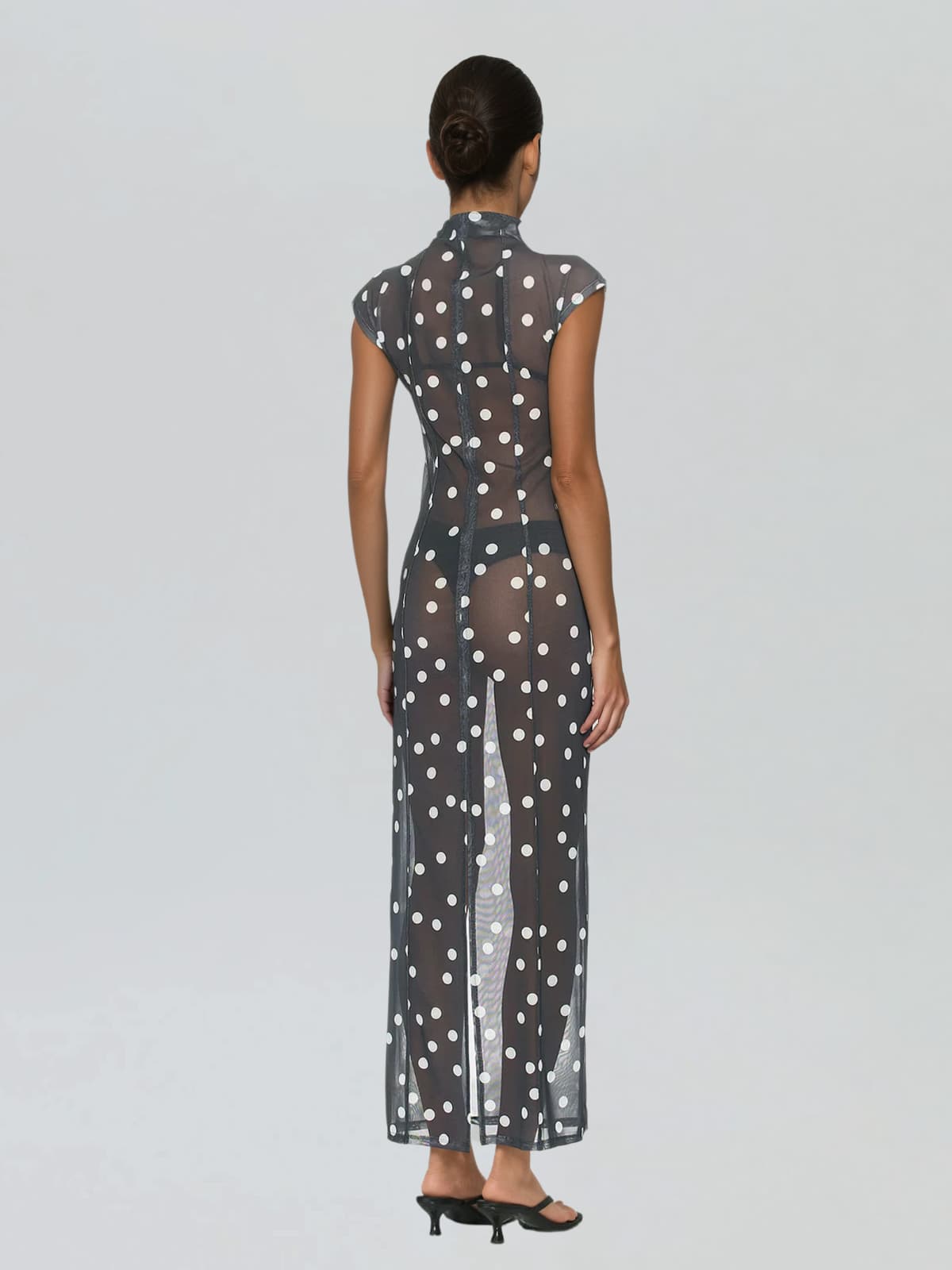 Uraelyth Sleeveless Dot Maxi Dress
