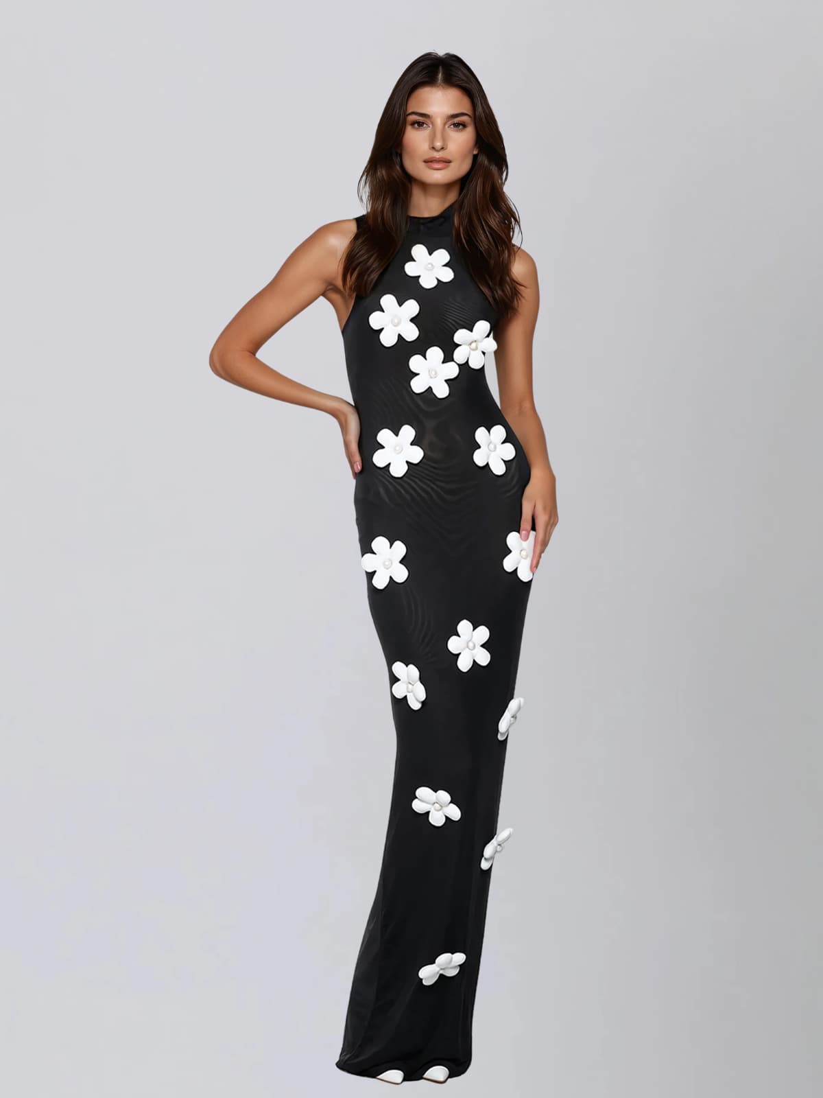 Vaelox Halterneck Flower Maxi Dress