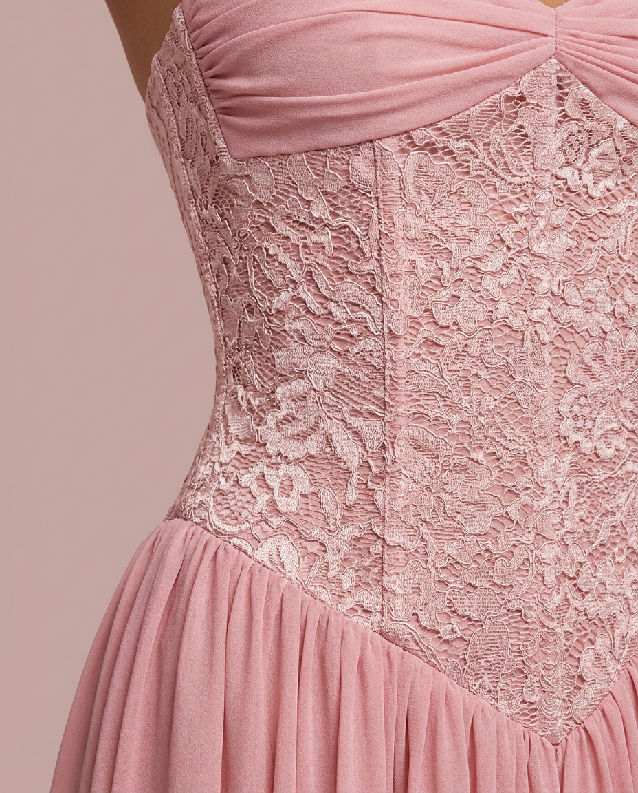 Celestina Halterneck Lace Maxi Dress In Pink