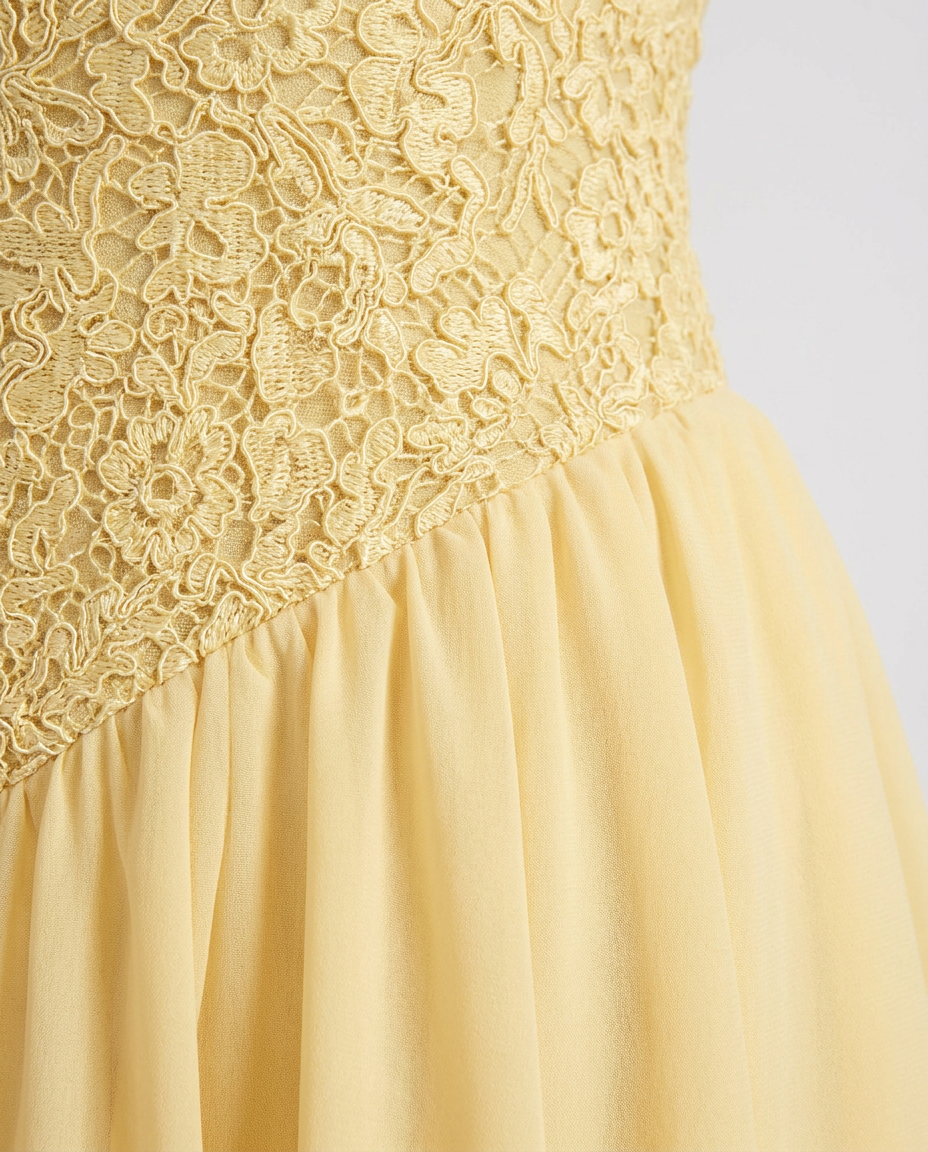 Celestina Halterneck Lace Maxi Dress In Yellow