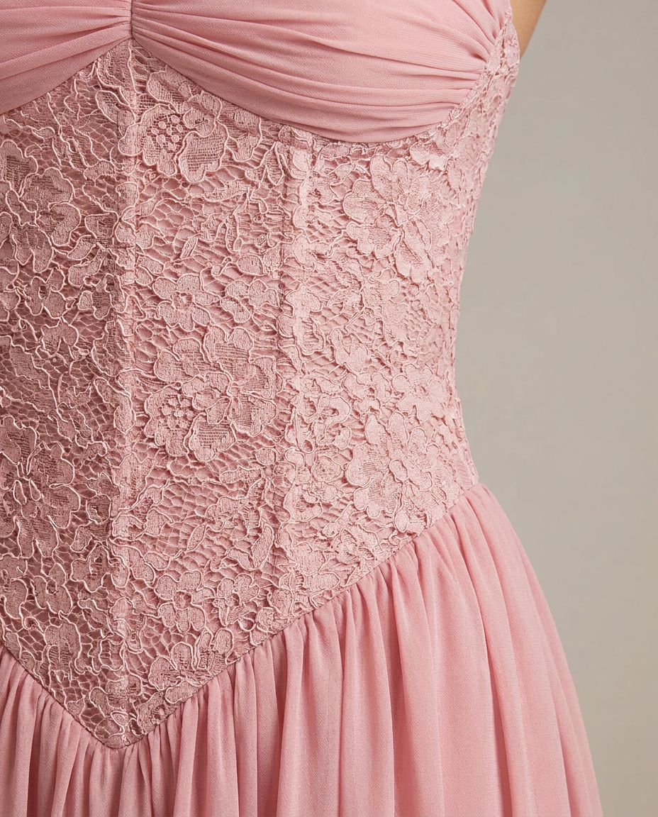 Celestina Halterneck Lace Maxi Dress In Pink
