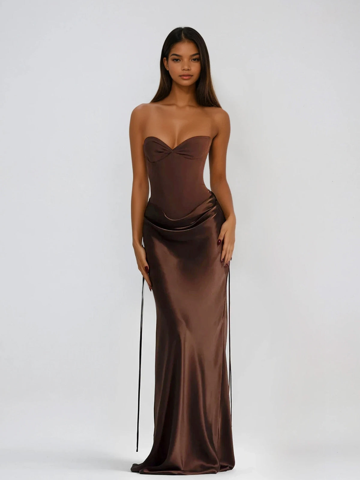 Vallissa Strapless Bodycon Satin Maxi Dress