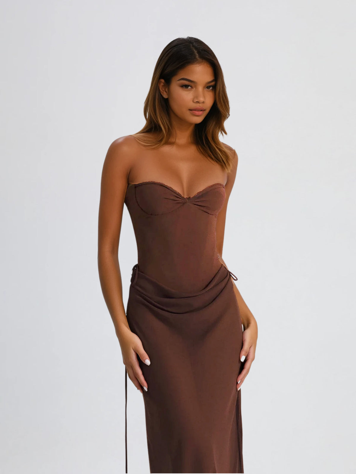 Vallissa Strapless Bodycon Satin Maxi Dress