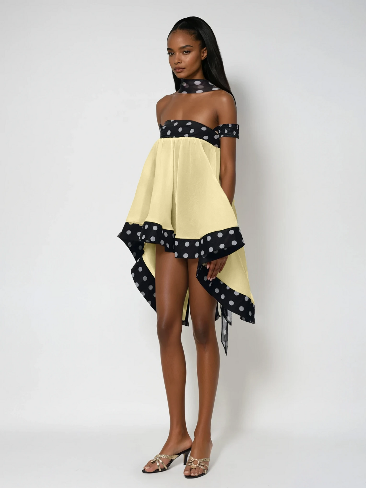 Velvandis Off Shoulder Dot Mini Dress