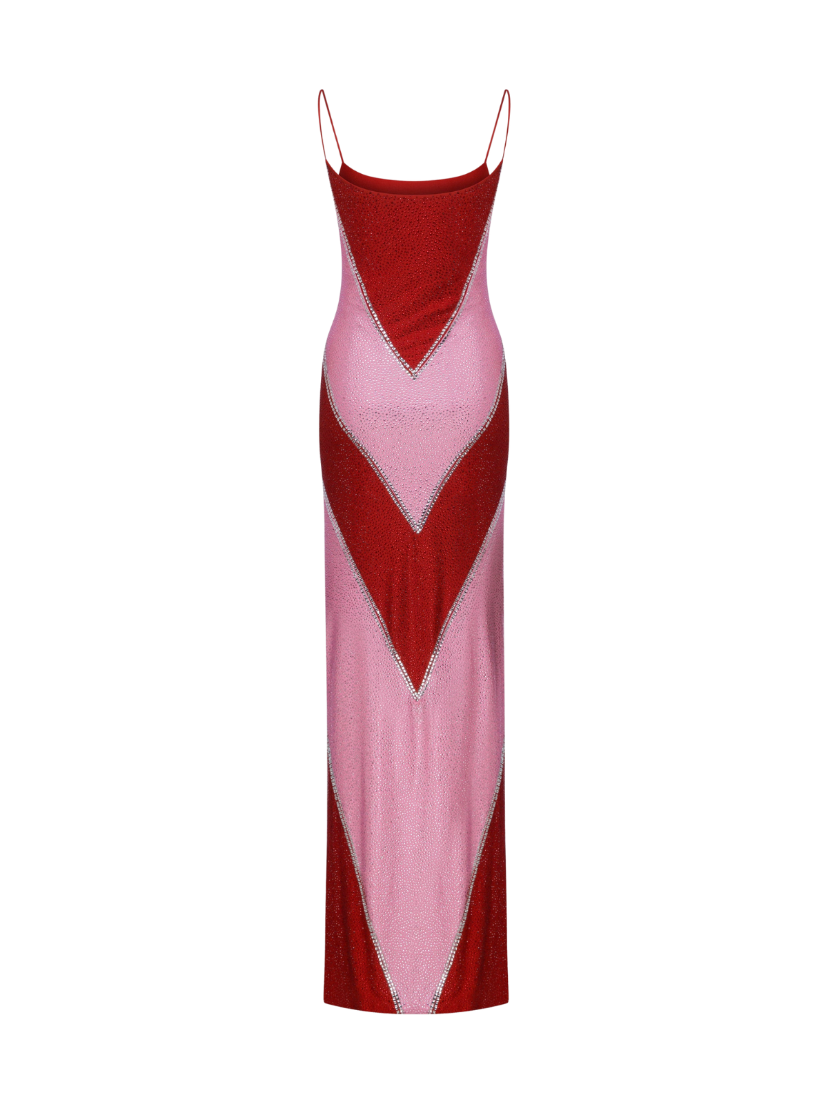 Velyqen Spaghetti Rhinestone Maxi Dress In Red