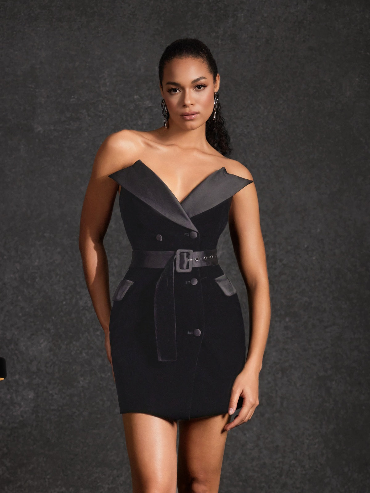 Velythra V Neck Velvet Mini Dress