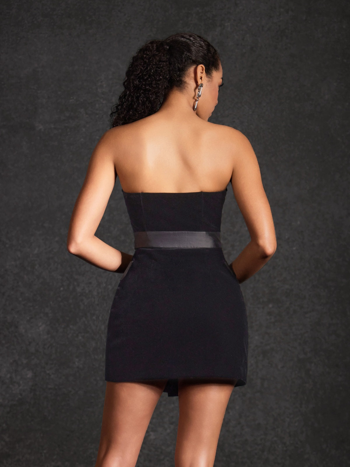 Velythra V Neck Velvet Mini Dress