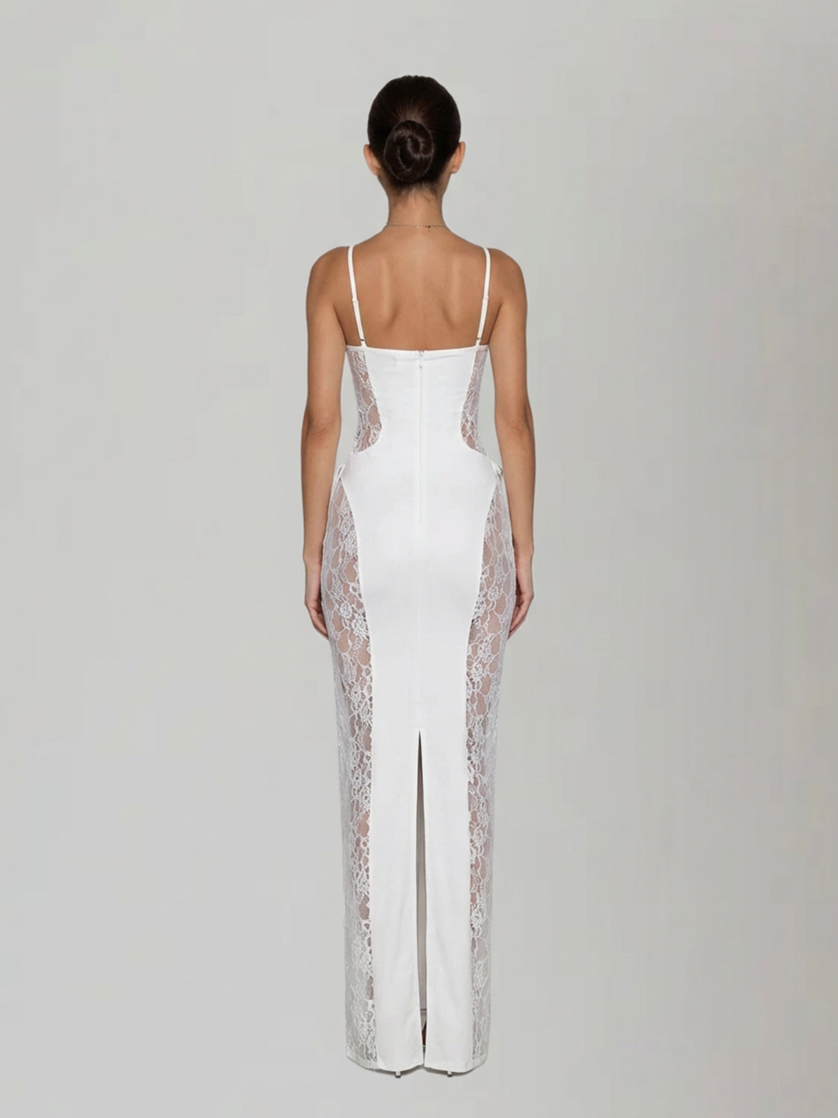 Velyxra Spaghetti Lace Maxi Dress In White