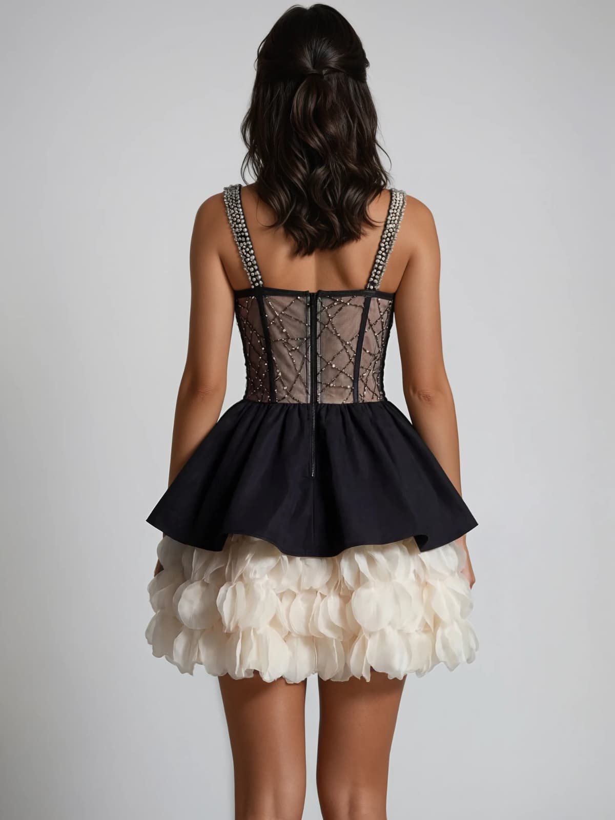 Veroth Rhinestone Tiered Mini Dress