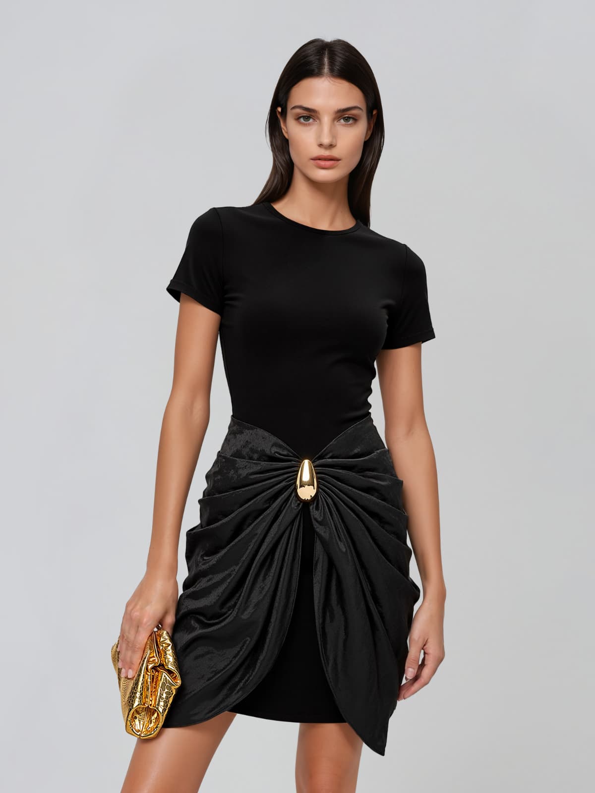 Vevionx Short Sleeve Ruched Mini Dress