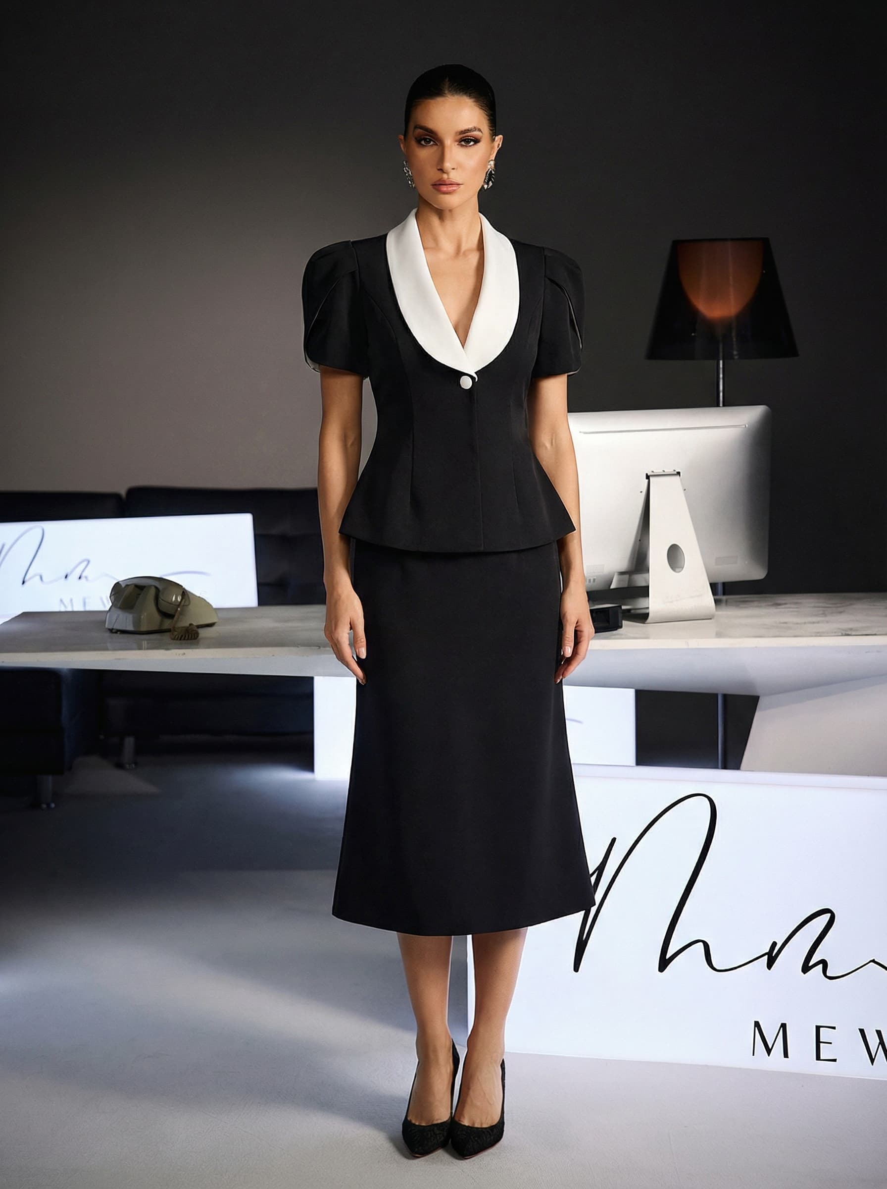 Vrythia Short Sleeve Satin Skirt Set