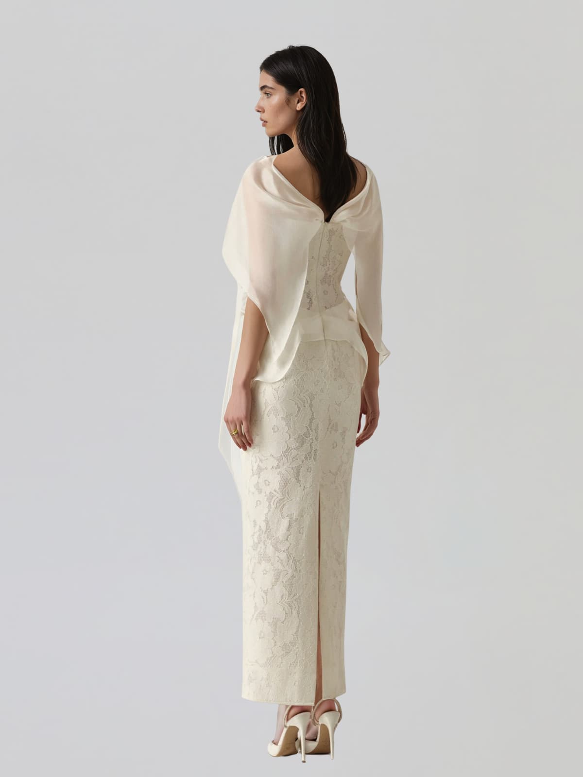 Vyndral Strapless Lace Corset Maxi Dress