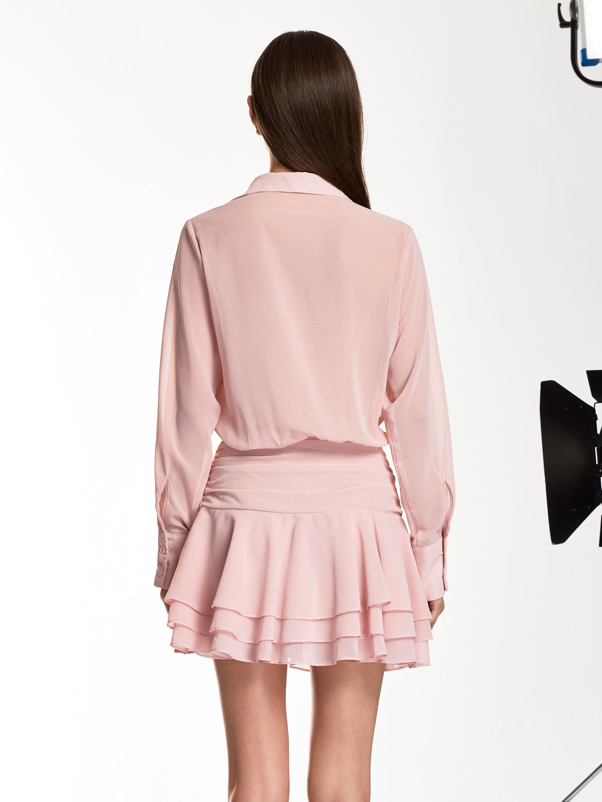 Vynexra Long Sleeve Ruffle Mini Dress