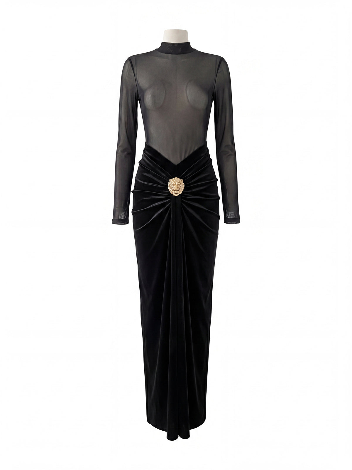 Wavelion Mesh Satin Maxi Dress