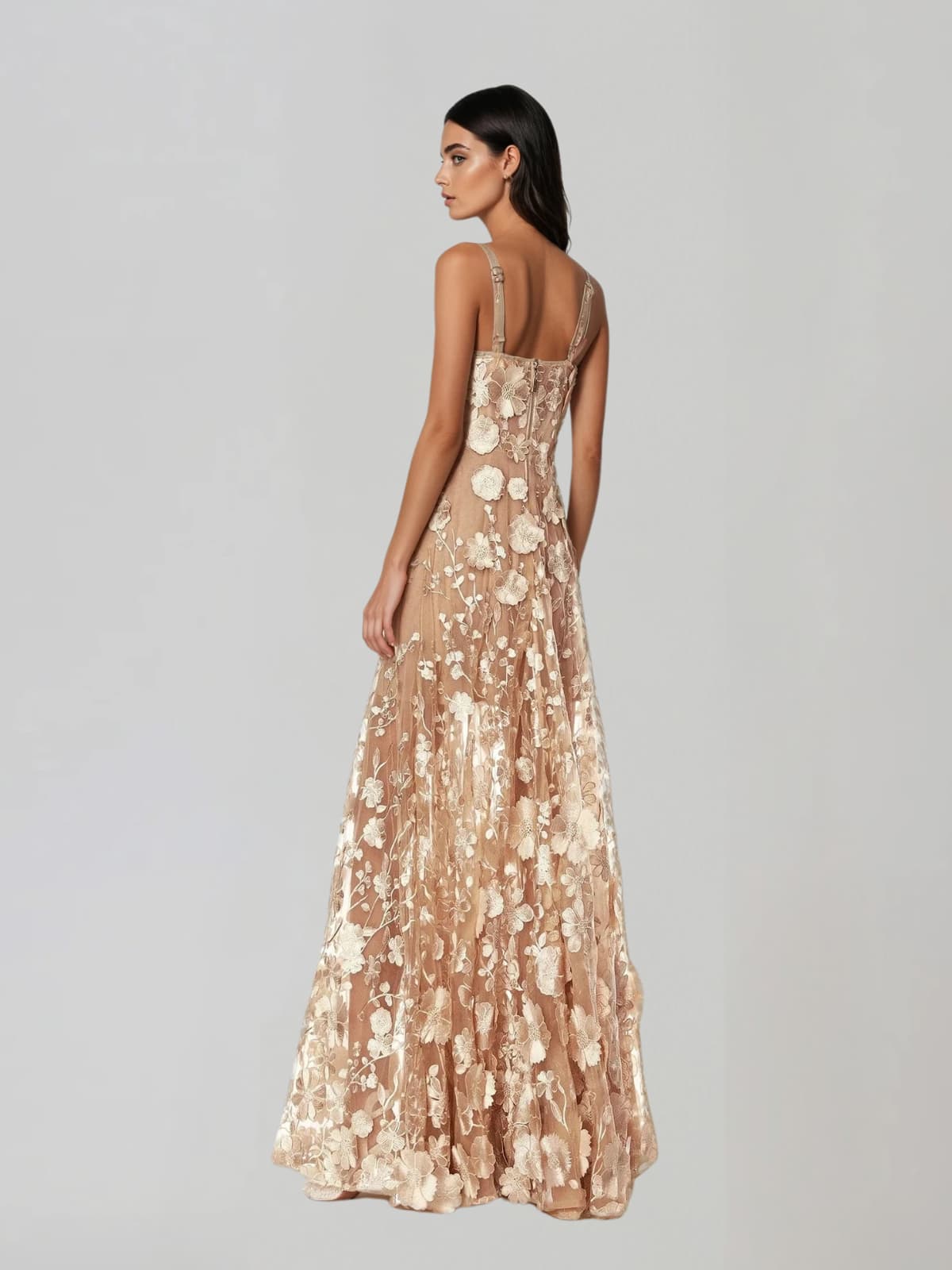 Woreth Spaghetti Floral Flared Maxi Dress