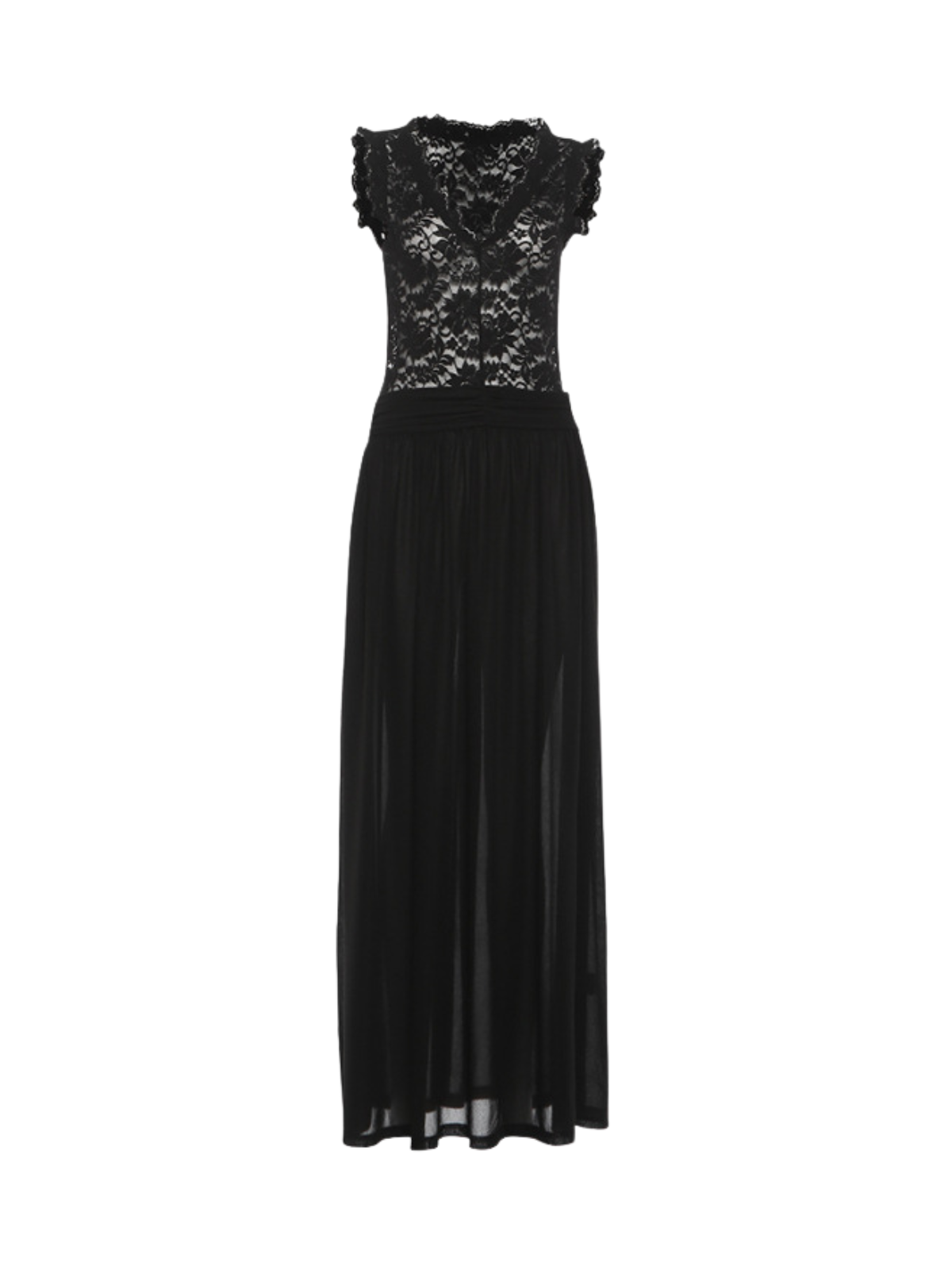 Woryxa V Neck Lace Maxi Dress