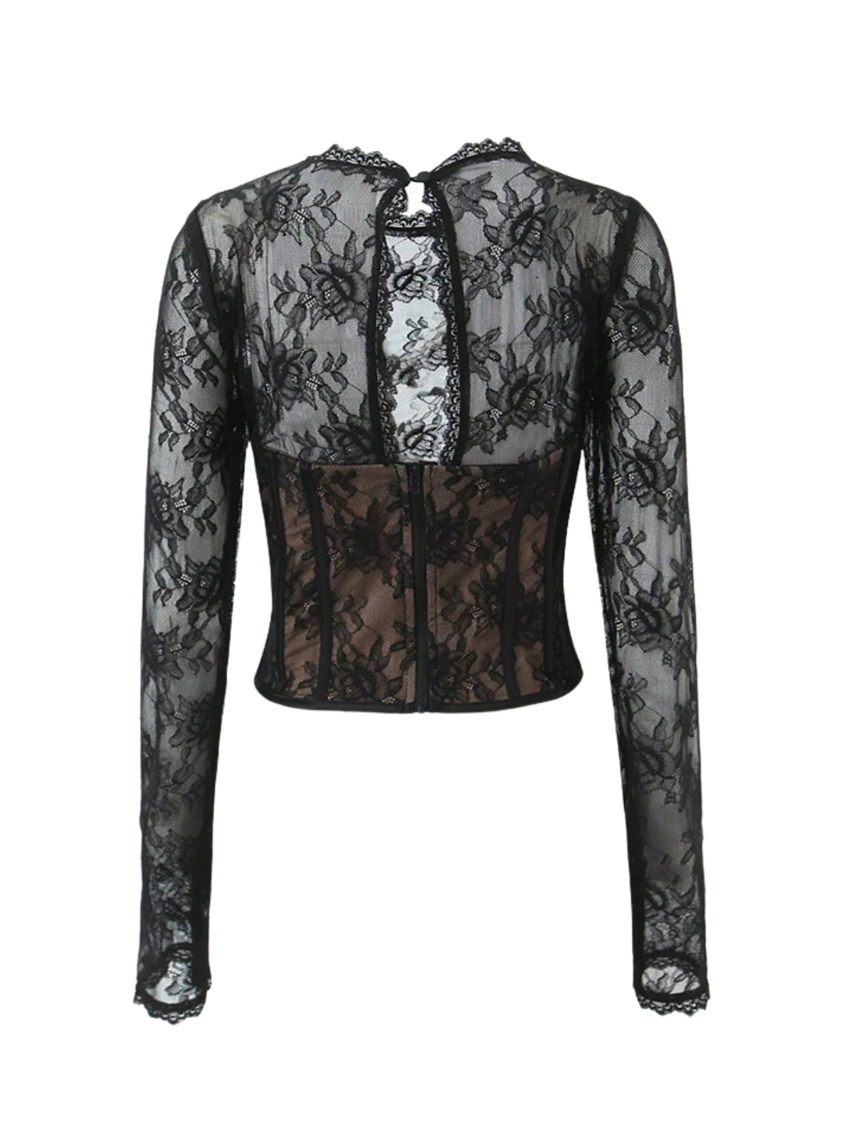 Wryqen Long Sleeve Lace Crop Top