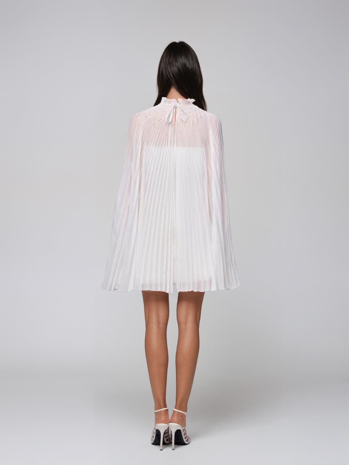 Wyndral Strapless Cloak Pleated Mini Dress