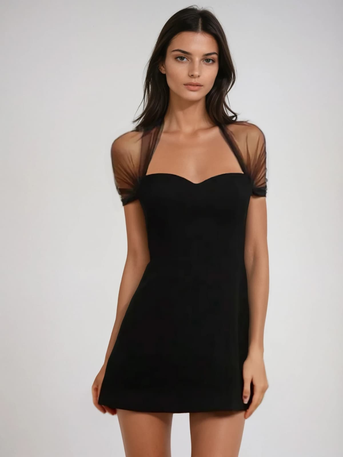 Wynvora Mesh A Line Mini Dress