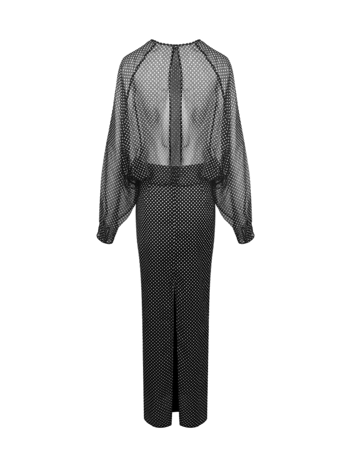 Wyvra Long Sleeve Dot Maxi Dress In Black