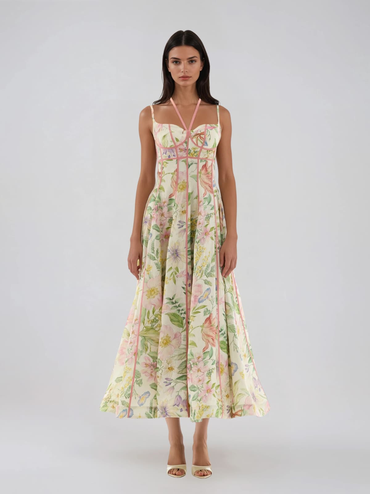 Xavelyth Spaghetti Floral Flared Maxi Dress