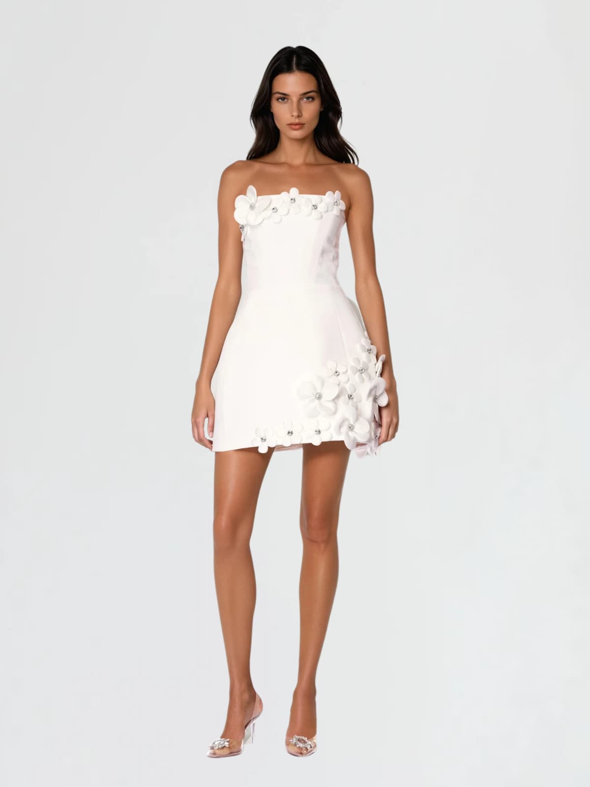 Xavon Strapless Flower Bandage Mini Dress