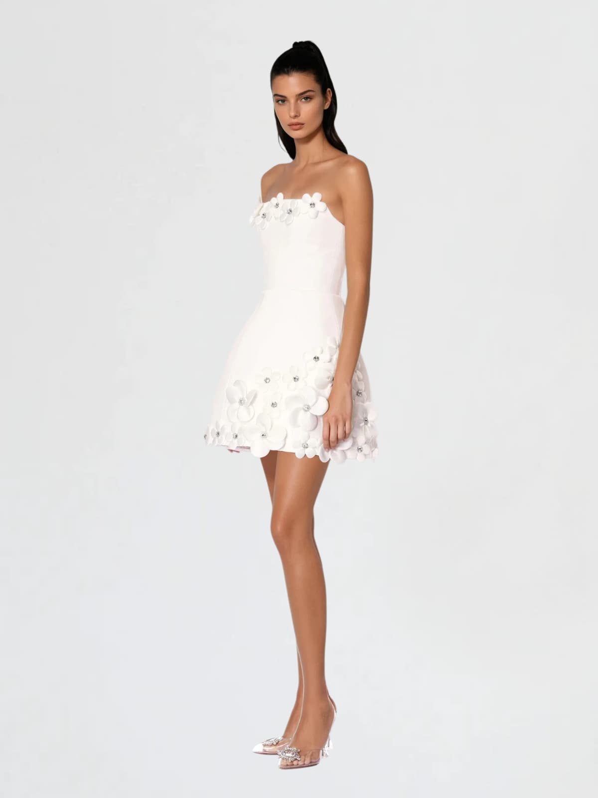 Xavon Strapless Flower Bandage Mini Dress