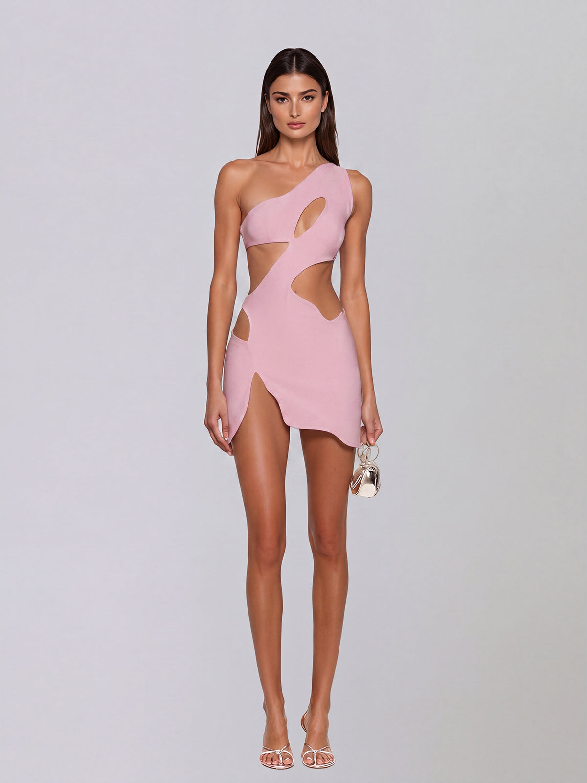 Xelyra One Shoulder Cutout Mini Dress In Pink