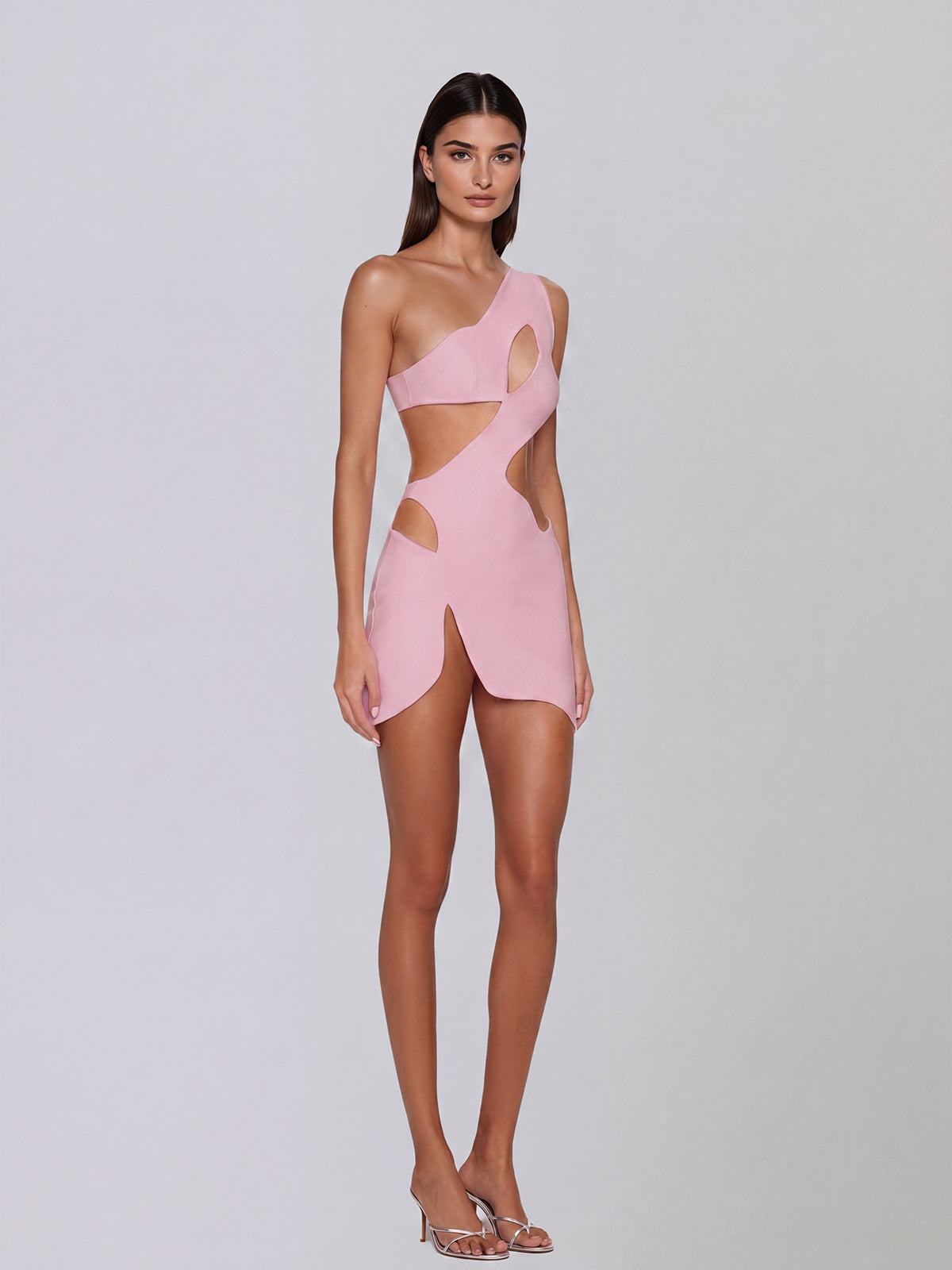 Xelyra One Shoulder Cutout Mini Dress In Pink