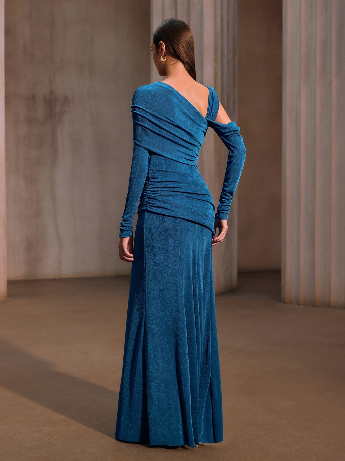 Xelyxan One Shoulder Ruched Maxi Dress