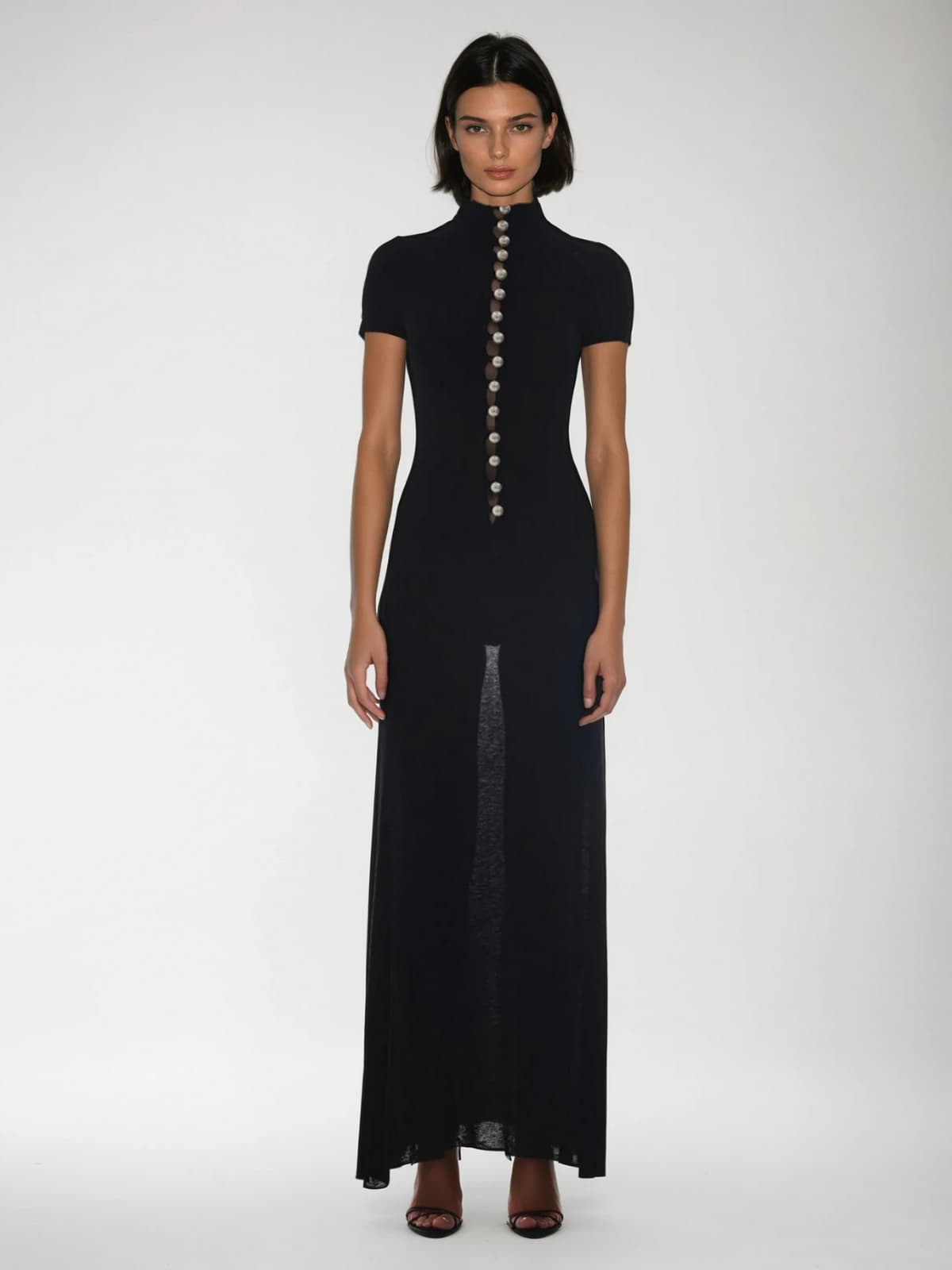 Xilara Short Sleeve Pearl Maxi Dress
