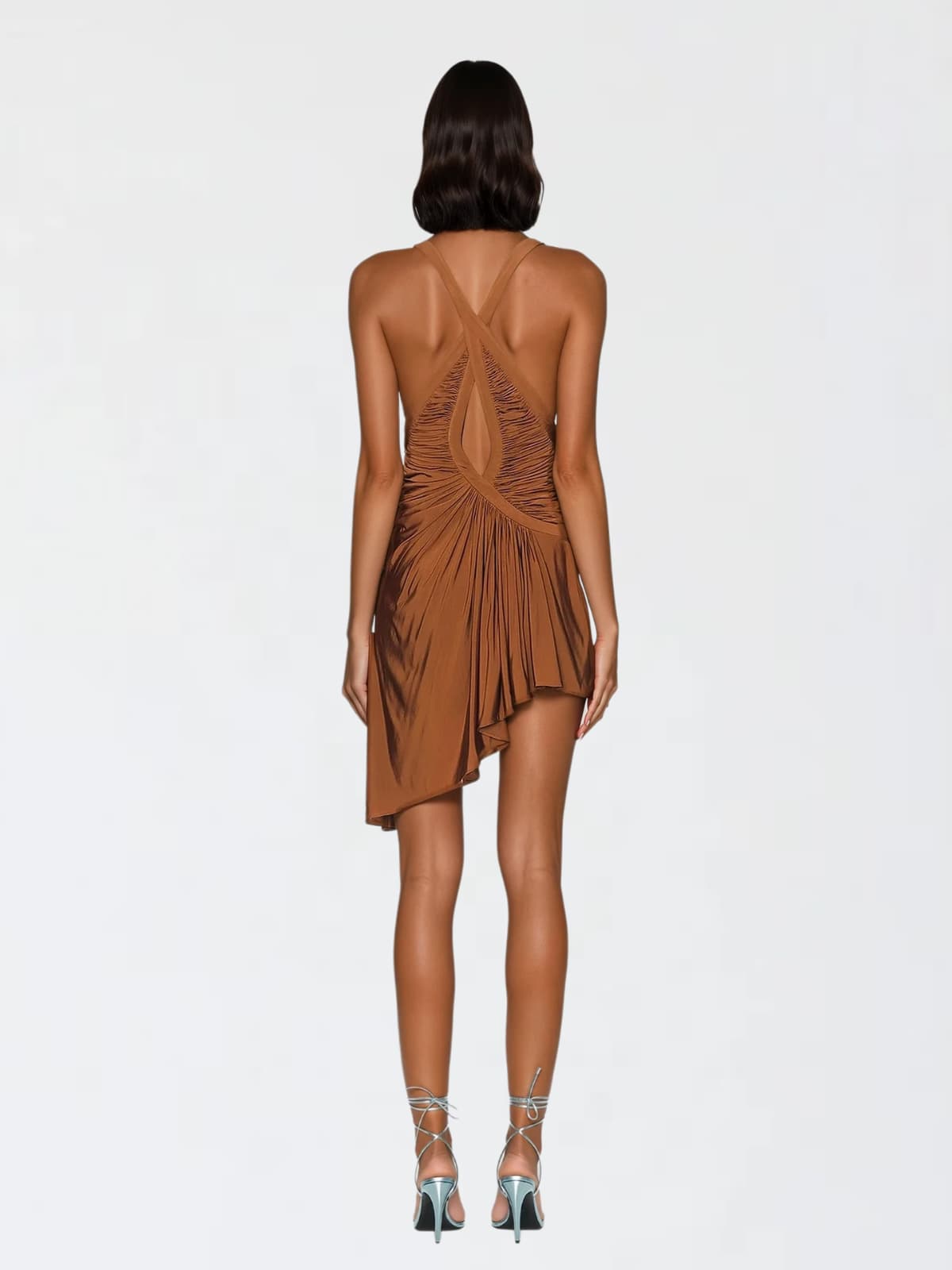 Xorvila Plunge Neck Ruched Mini Dress