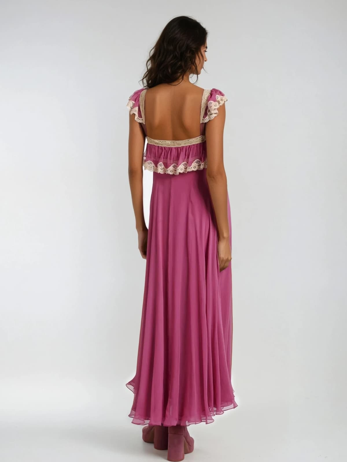 Yaqora Lace Trimmed Maxi Dress
