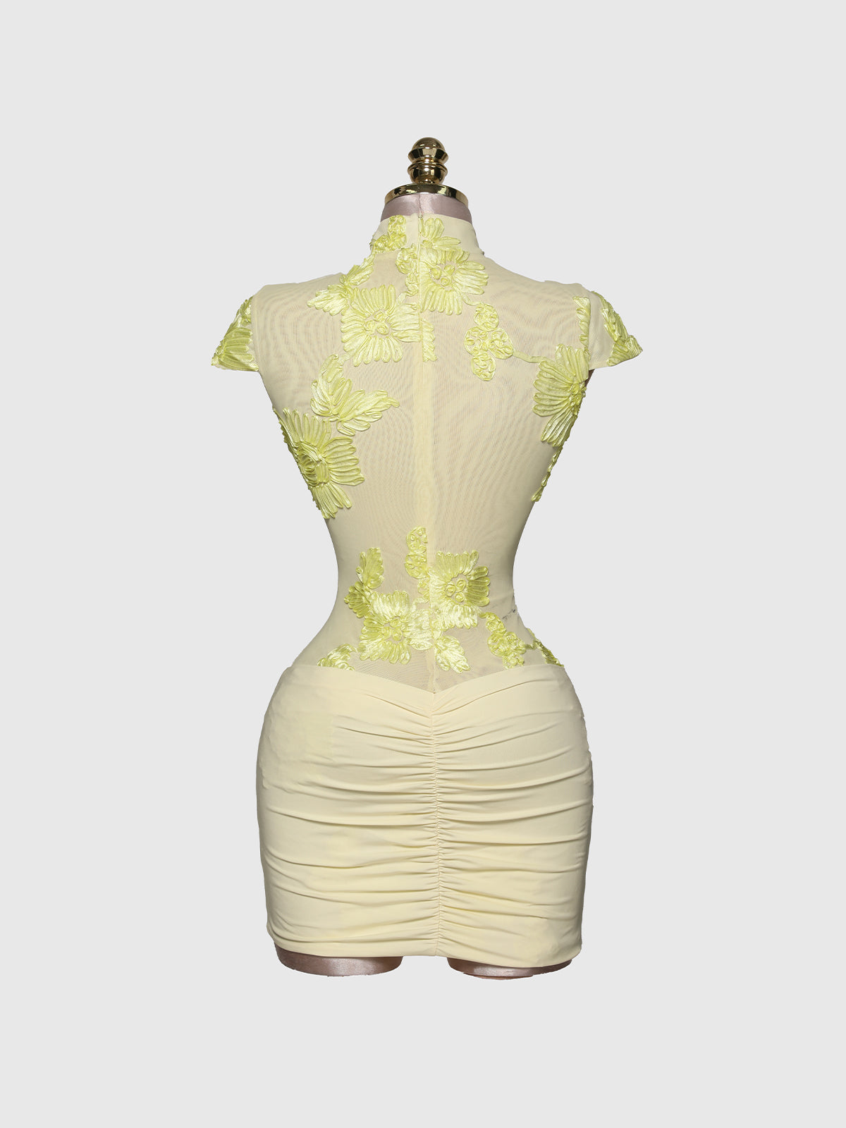 Yarune Cutout Twisted Mini Dress In Beige