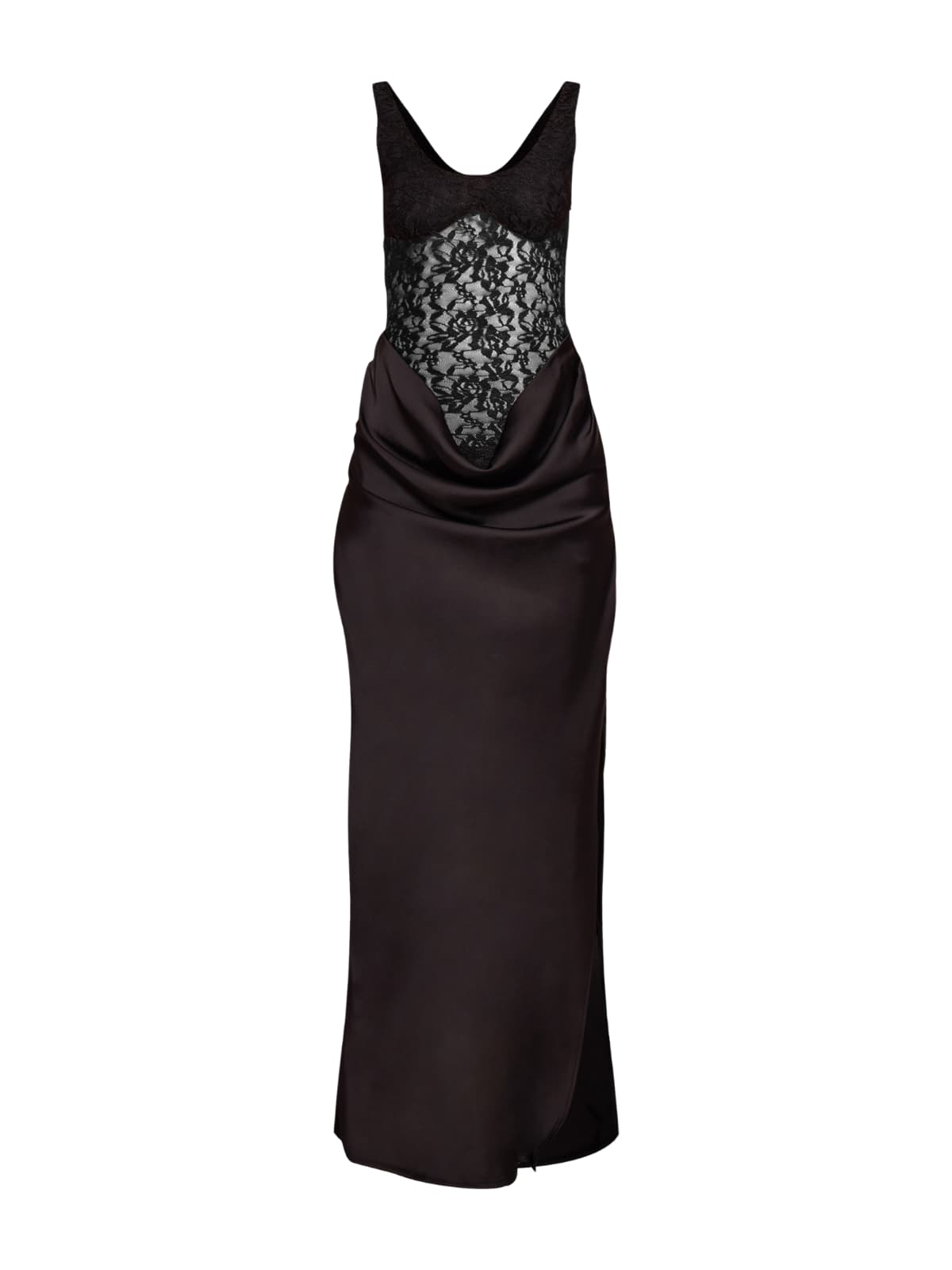 Ylithar U Neck Lace Split Maxi Dress