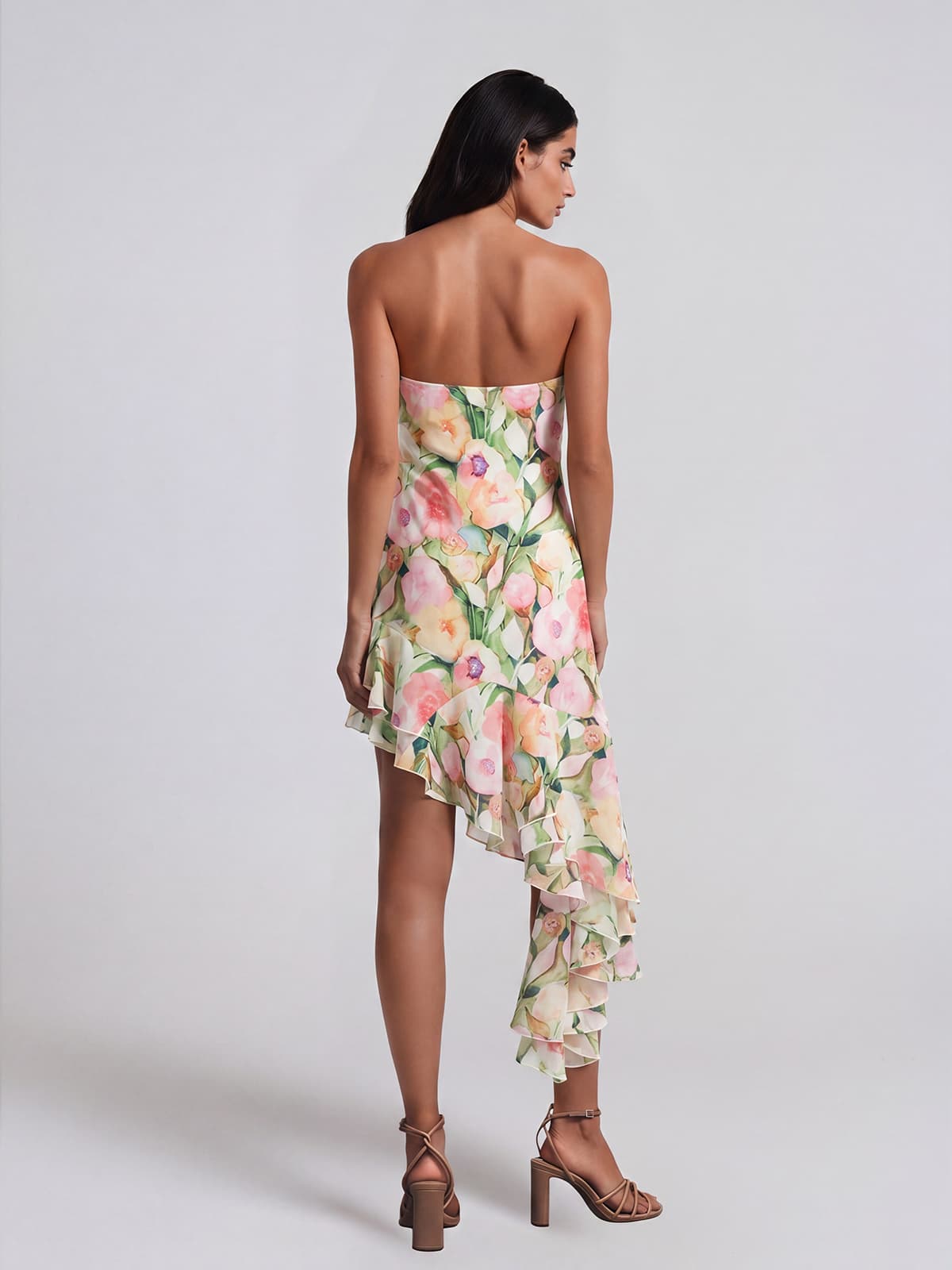 Yndralis Halterneck Floral Ruffle Midi Dress